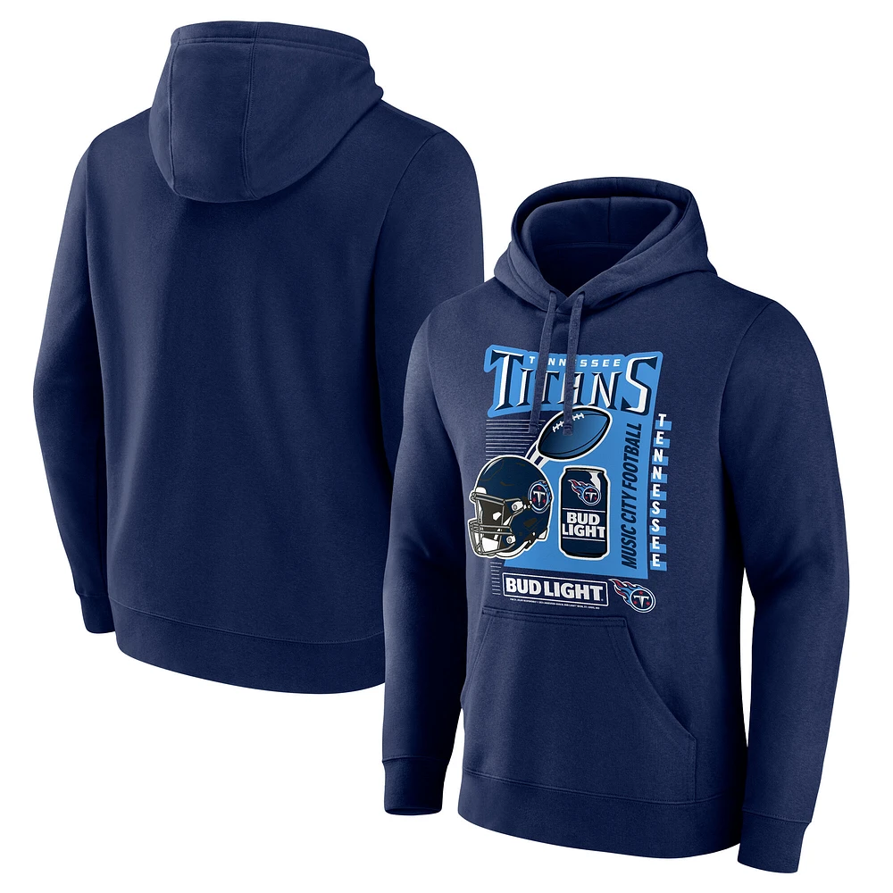 Men's Navy Tennessee Titans Bud Light Pullover Hoodie