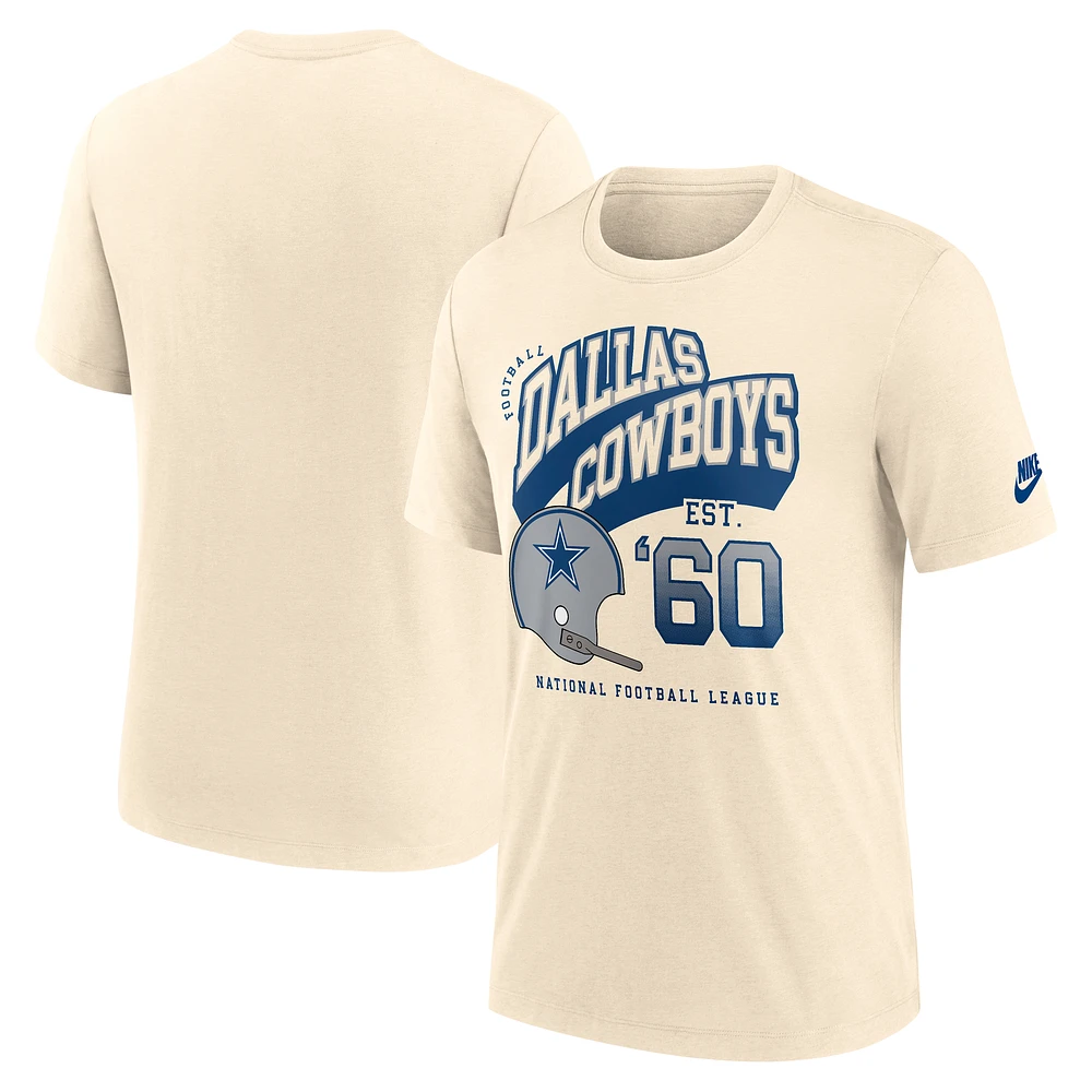 Men's Nike Natural Dallas Cowboys Rewind Tri-Blend T-Shirt