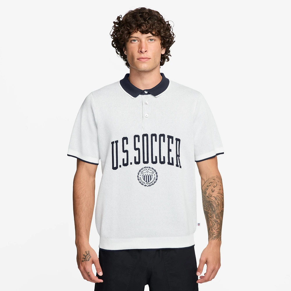 Men's Nike White USMNT Club Knit Polo