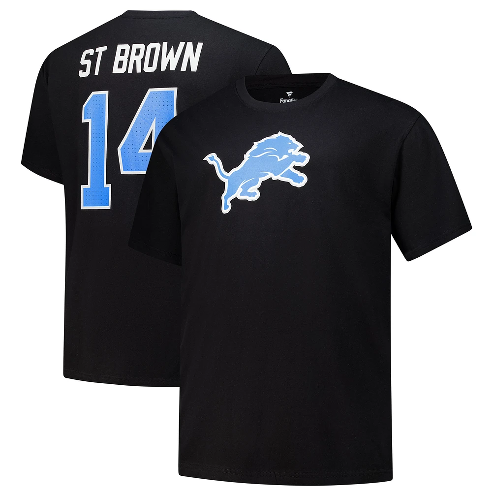 Men's Fanatics Amon-Ra St. Brown Black Detroit Lions Big & Tall Player Name & Number T-Shirt