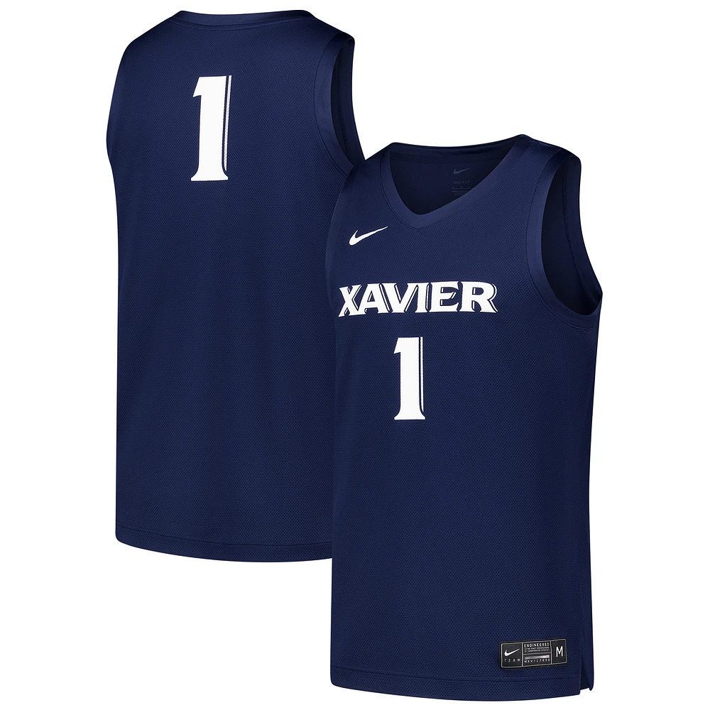 Men's Nike #1 Navy Xavier Musketeers Replica Basketball Jersey