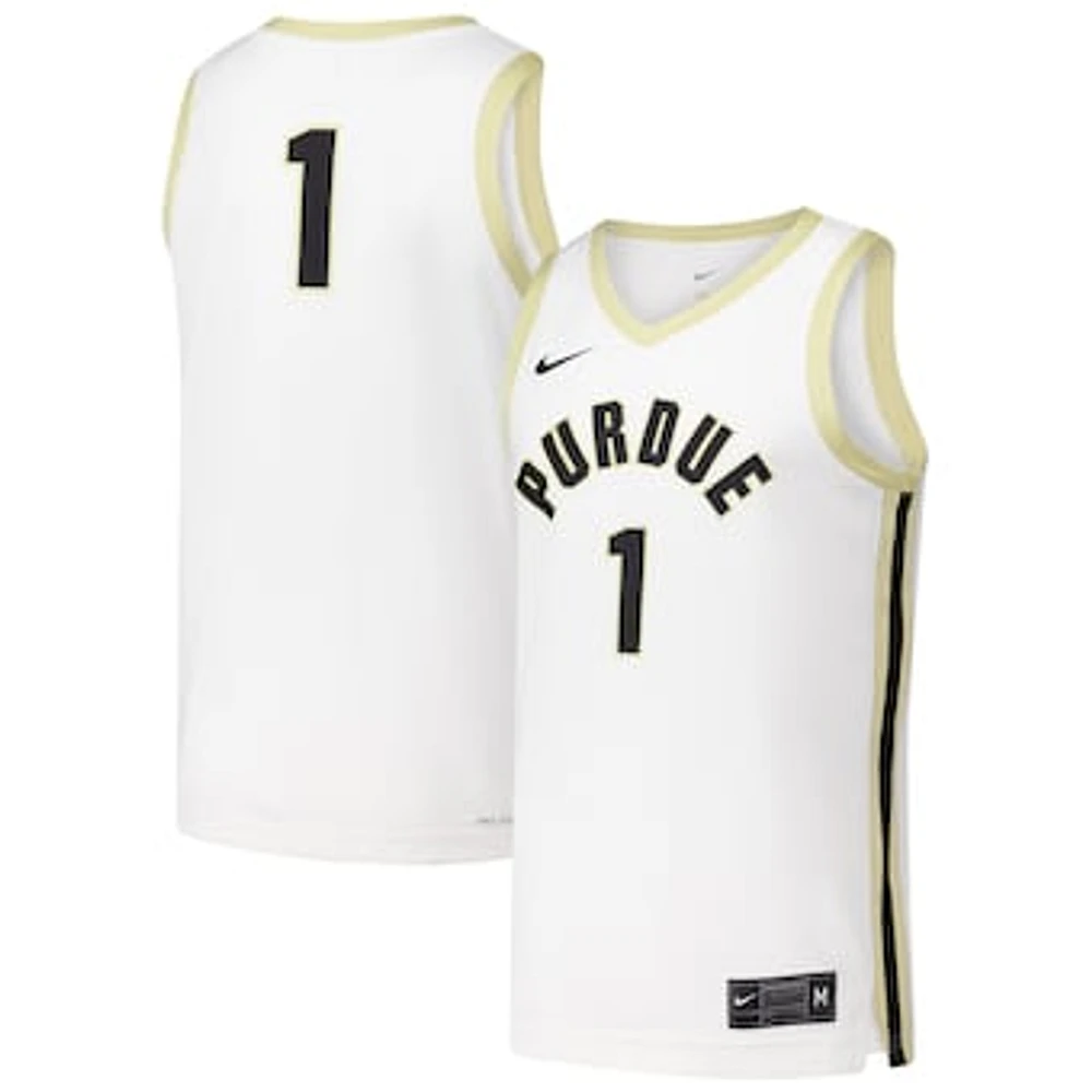 Men's Nike #1 White Purdue Boilermakers  Replica Basketball Jersey