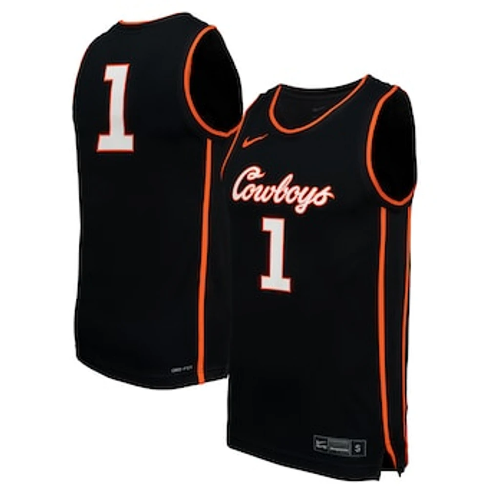 Men's Nike #1 Black Oklahoma State Cowboys  Replica Basketball Jersey
