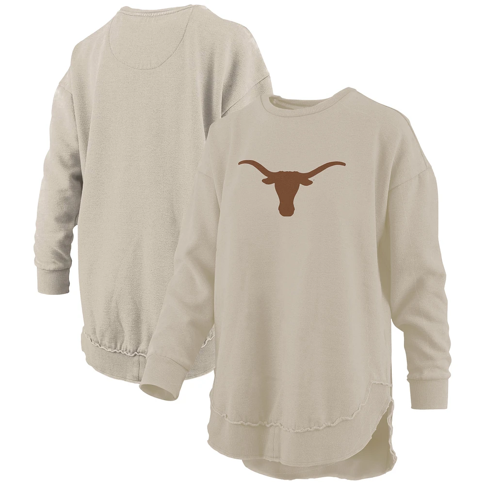 Women's Pressbox Tan Texas Longhorns Poncho Fleece Pullover Sweatshirt