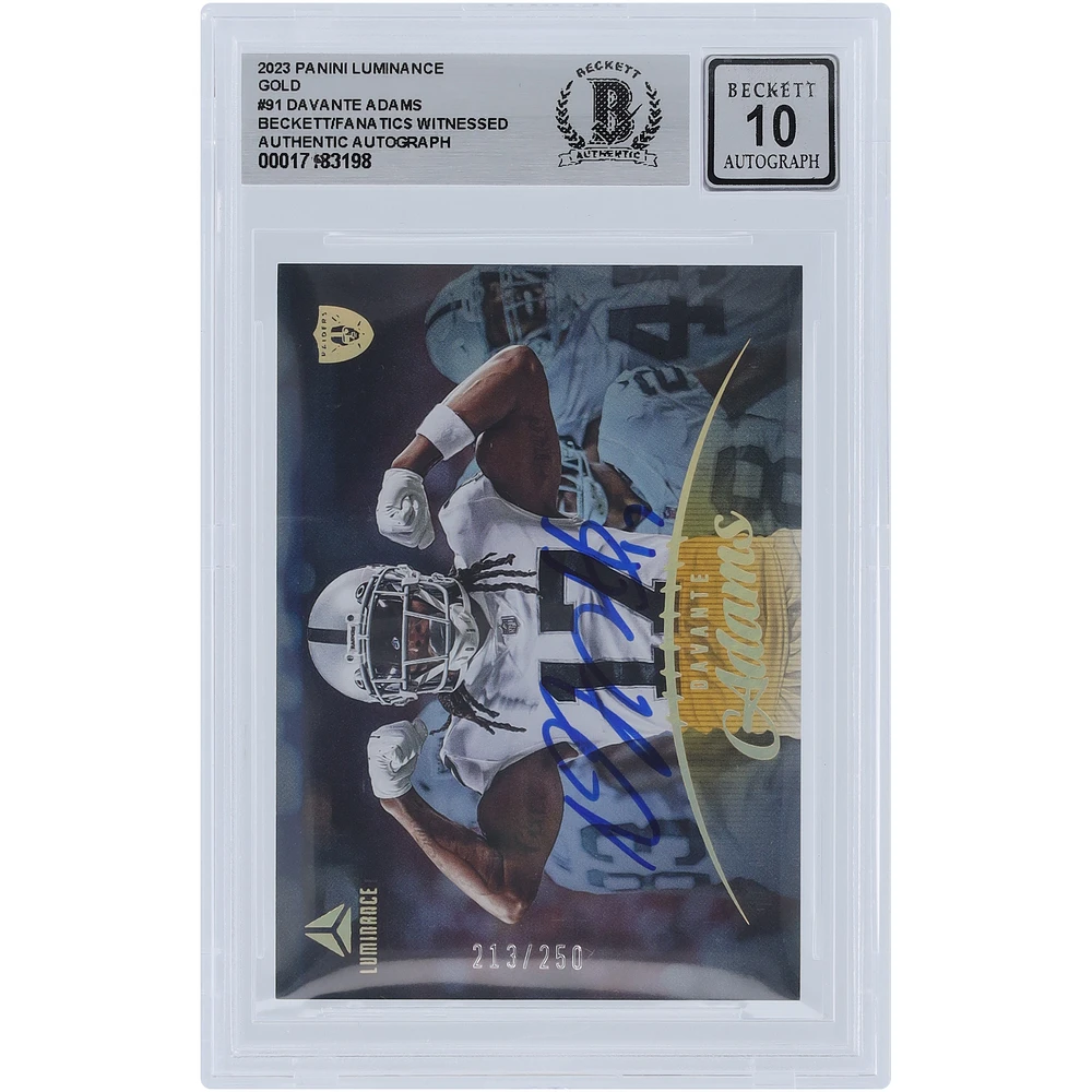 Davante Adams Las Vegas Raiders Autographed 2023 Panini Luminance Gold #91 #/250 Beckett Fanatics Witnessed Authenticated 10 Card