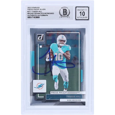 Tyreek Hill Miami Dolphins Autographed 2022 Panini Donruss Press Proof Silver #271 #/100 Beckett Fanatics Witnessed Authenticated 10 Card
