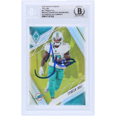 Tyreek Hill Miami Dolphins Autographed 2022 Panini Phoenix Yellow #4 #/75 Beckett Fanatics Witnessed Authenticated Card