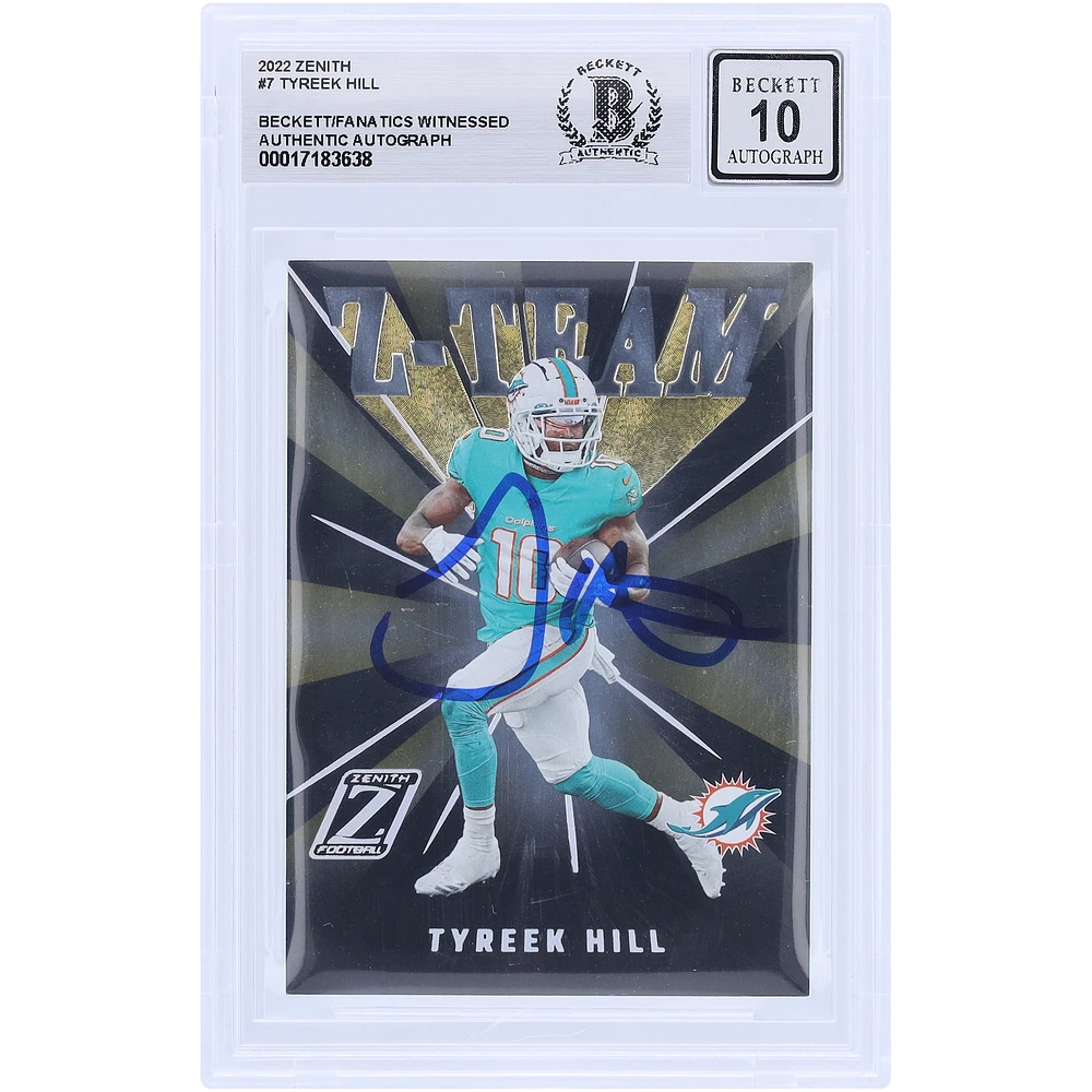 Tyreek Hill Miami Dolphins Autographed 2022 Panini Zenith Z-Team #ZT-7 Beckett Fanatics Witnessed Authenticated 10 Card