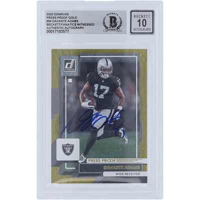 Davante Adams Las Vegas Raiders Autographed 2022 Panini Donruss Press Proof Gold #94 #/50 Beckett Fanatics Witnessed Authenticated 10 Card