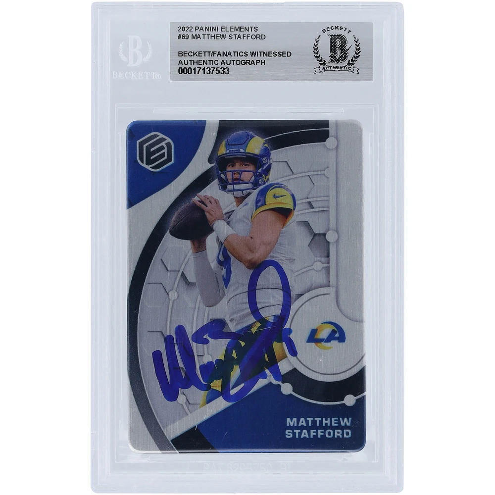 Matthew Stafford Los Angeles Rams Autographed 2022 Panini Elements #69 #/199 Beckett Fanatics Witnessed Authenticated Card