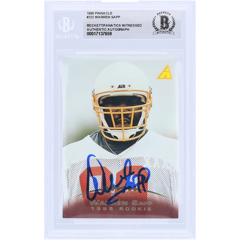 Warren Sapp Tampa Bay Buccaneers Autographed 1995 Pinnacle #222 Beckett Fanatics Witnessed Authenticated Rookie Card