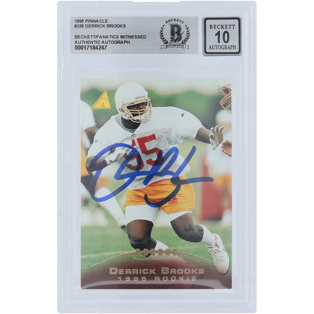 Derrick Brooks Tampa Bay Buccaneers Autographed 1995 Pinnacle #226 Beckett Fanatics Witnessed Authenticated 10 Rookie Card