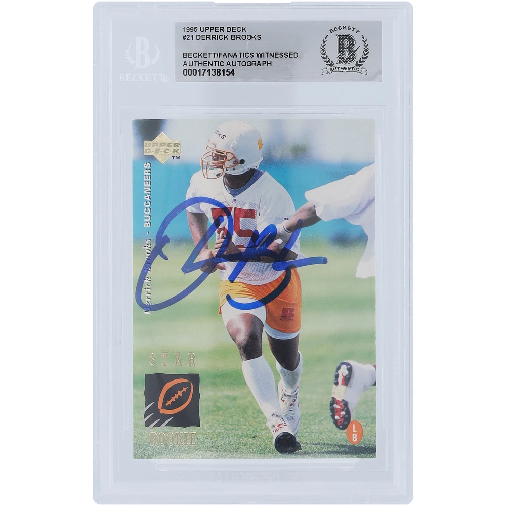 Derrick Brooks Tampa Bay Buccaneers Autographed 1995 Upper Deck #21 Beckett Fanatics Witnessed Authenticated Rookie Card