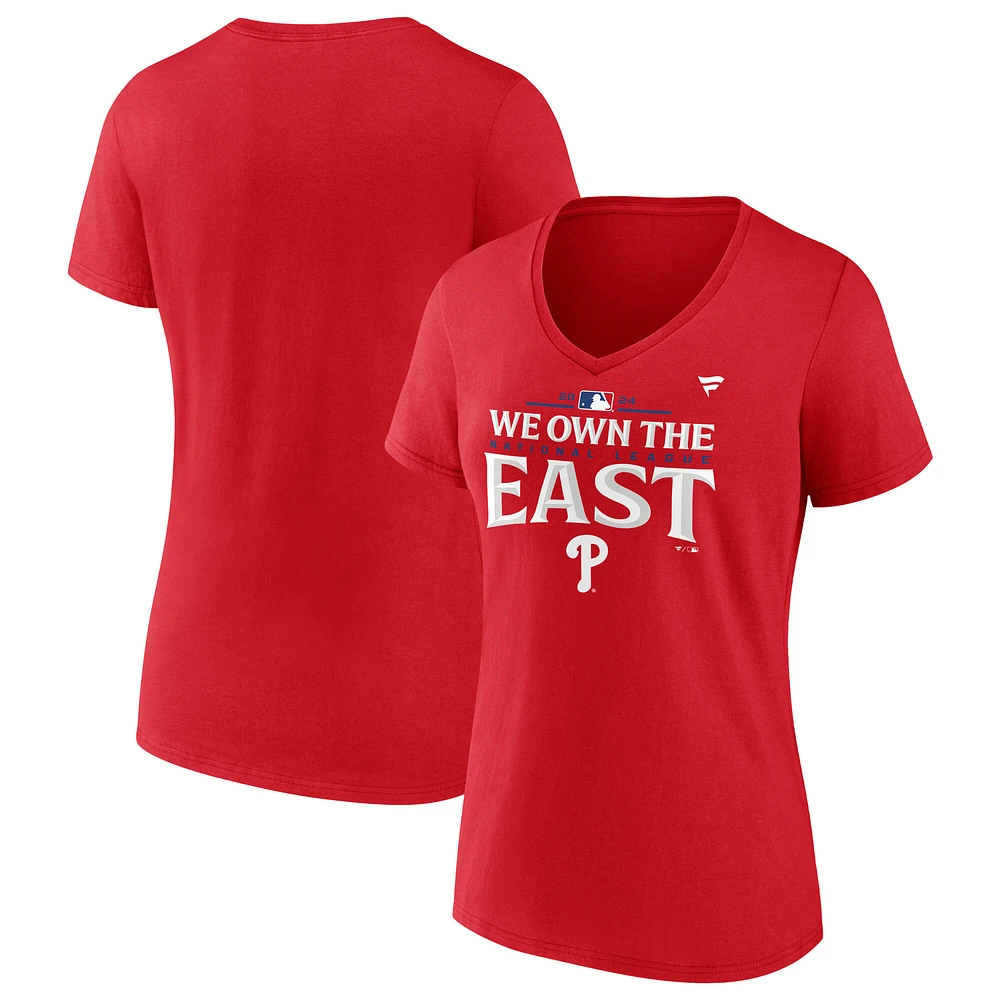 Women's Fanatics Red Philadelphia Phillies 2024 NL East Division Champions Plus Size Locker Room T-Shirt