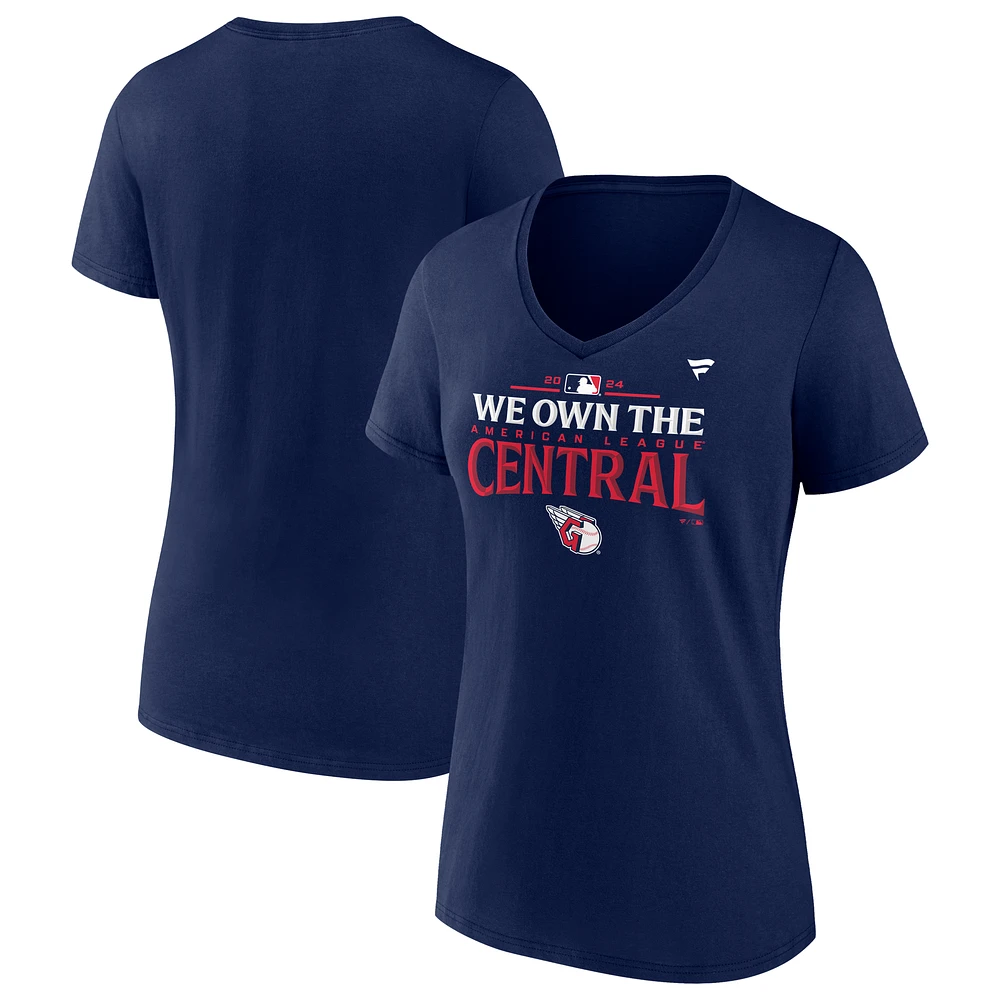 Women's Fanatics Navy Cleveland Guardians 2024 AL Central Division Champions Plus Locker Room T-Shirt