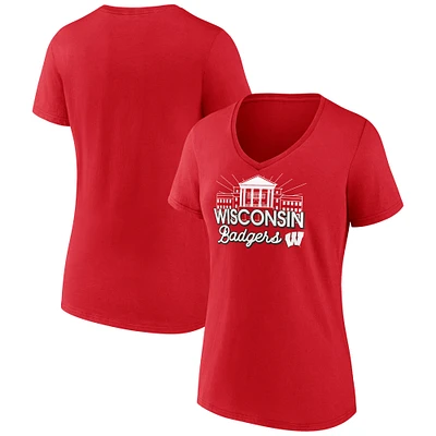 Women's Fanatics Red Wisconsin Badgers Fundamentals Region Draw T-Shirt