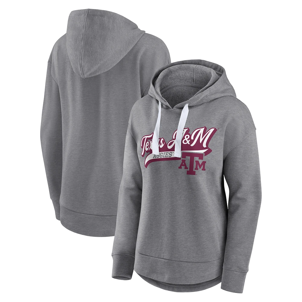 Women's Fanatics Heather Gray Texas A&M Aggies Tail Sweep Pullover Hoodie