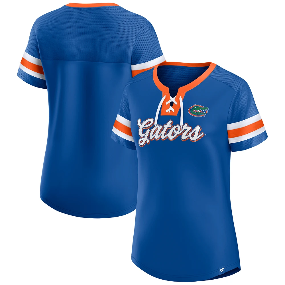 Women's Fanatics Royal Florida Gators Iconic Athena Lace-Up T-Shirt