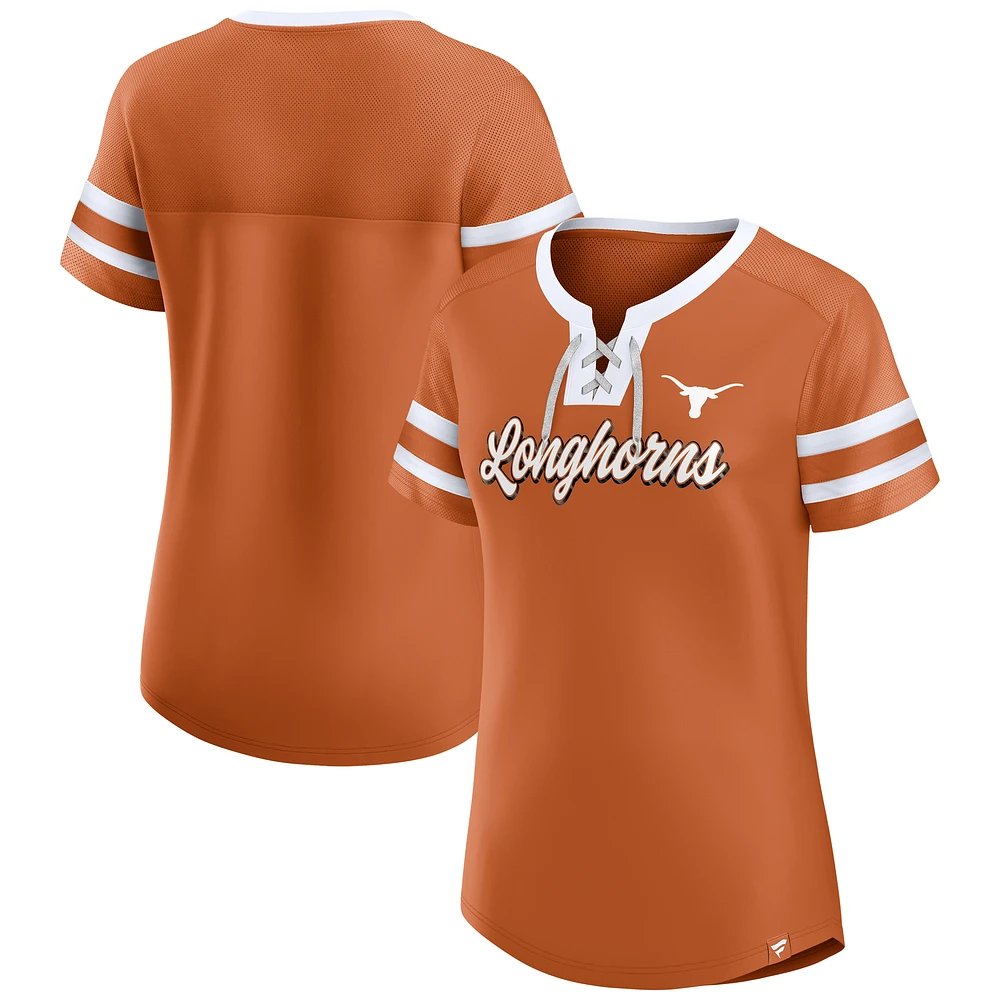 Women's Fanatics Texas Orange Longhorns Iconic Athena Lace-Up T-Shirt