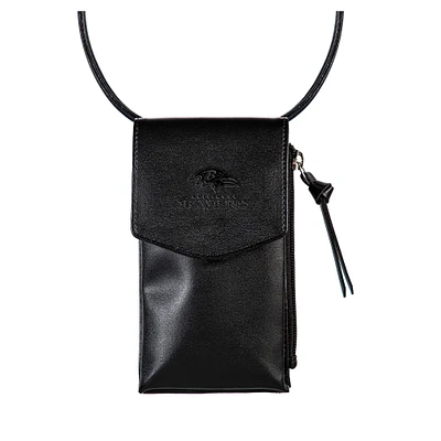 Black Baltimore Ravens Hybrid Leather Crossbody Cell Phone Wallet