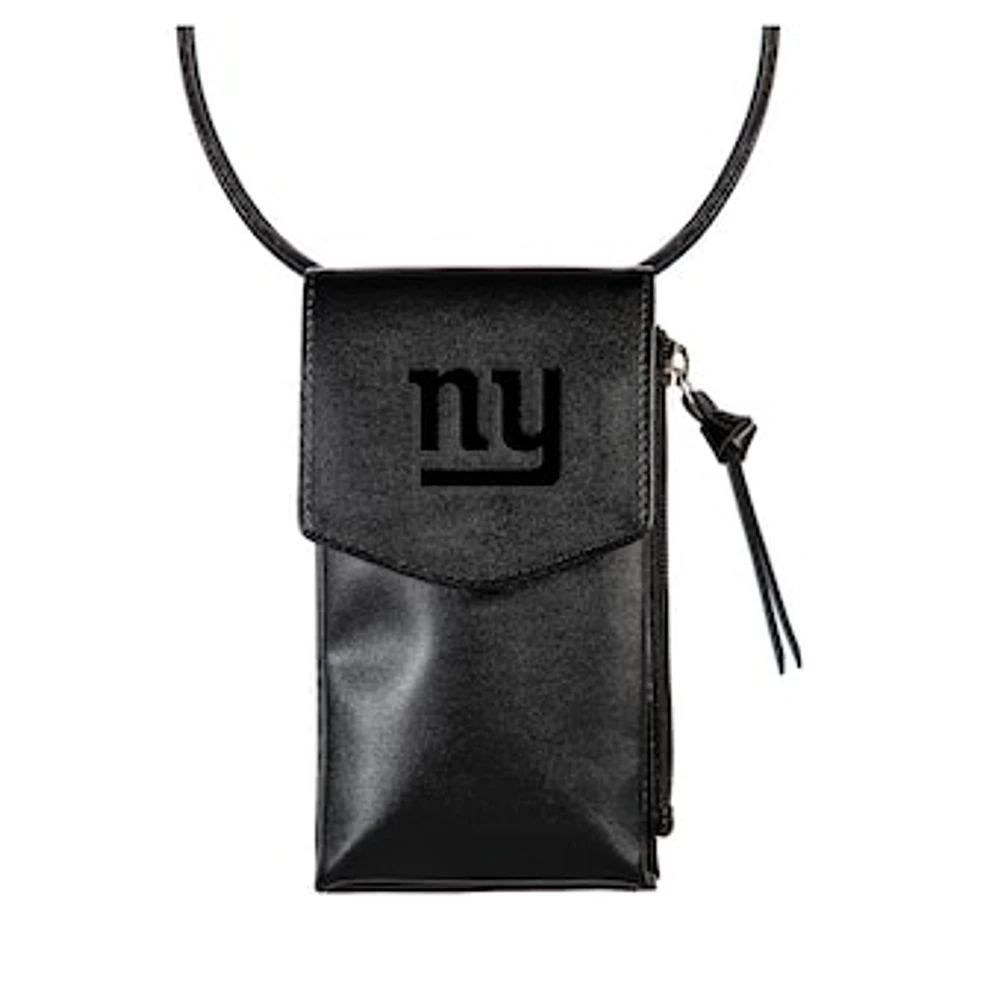 Black New York Giants Hybrid Leather Crossbody Cell Phone Wallet