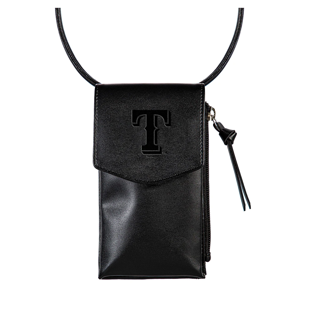 Black Texas Rangers Hybrid Leather Crossbody Cell Phone Wallet