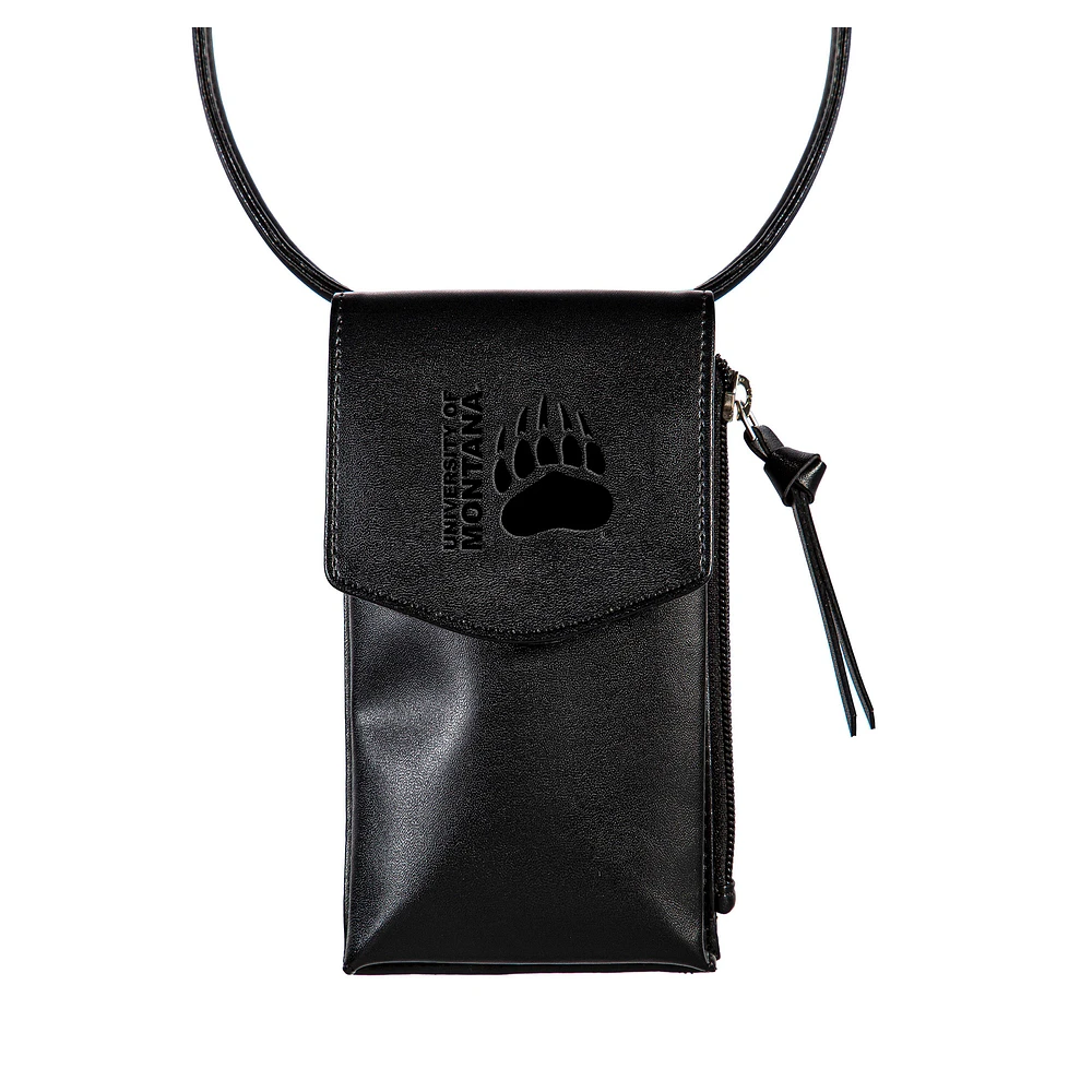 Black Montana Grizzlies Hybrid Leather Crossbody Cell Phone Wallet