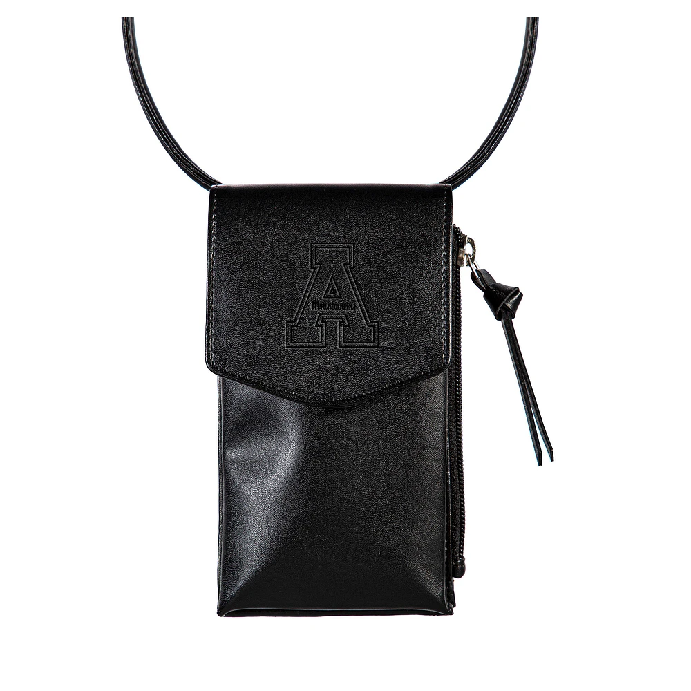 Black Appalachian State Mountaineers Hybrid Leather Crossbody Cell Phone Wallet