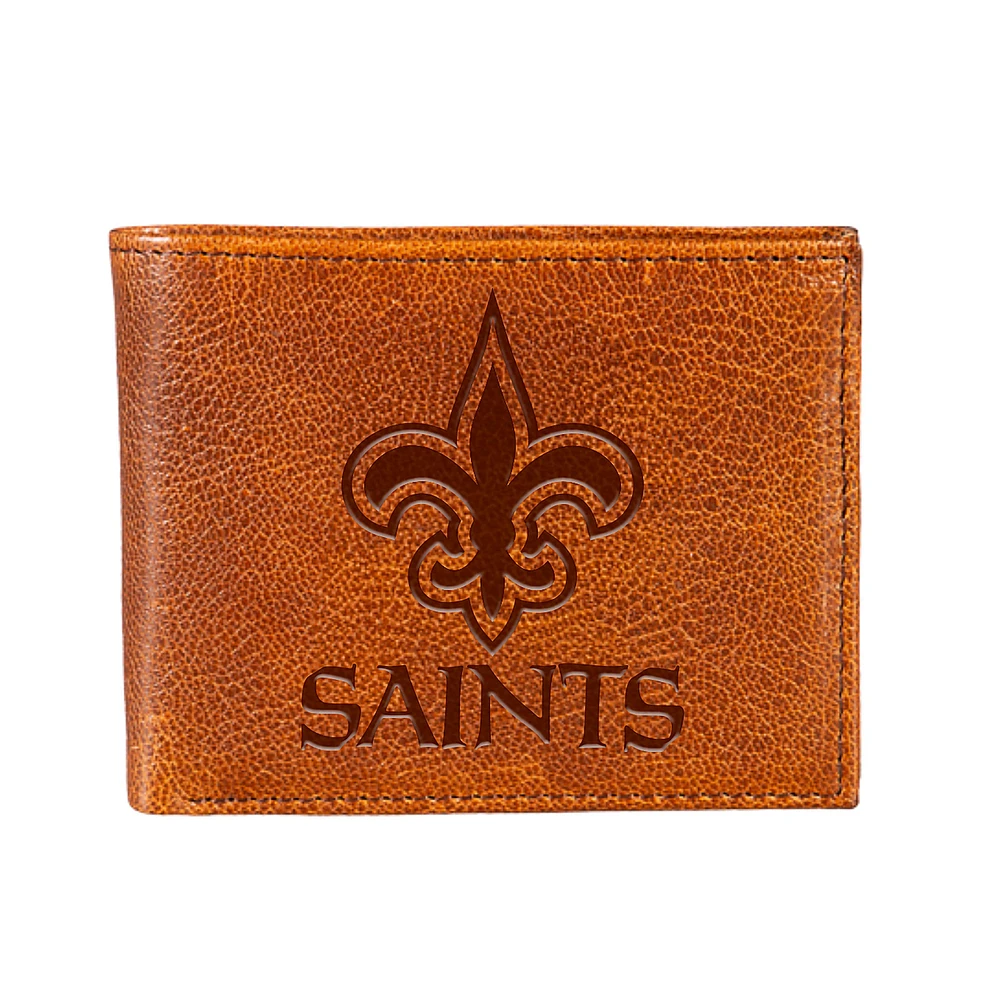 New Orleans Saints Bi-Fold Leather Passcase Wallet
