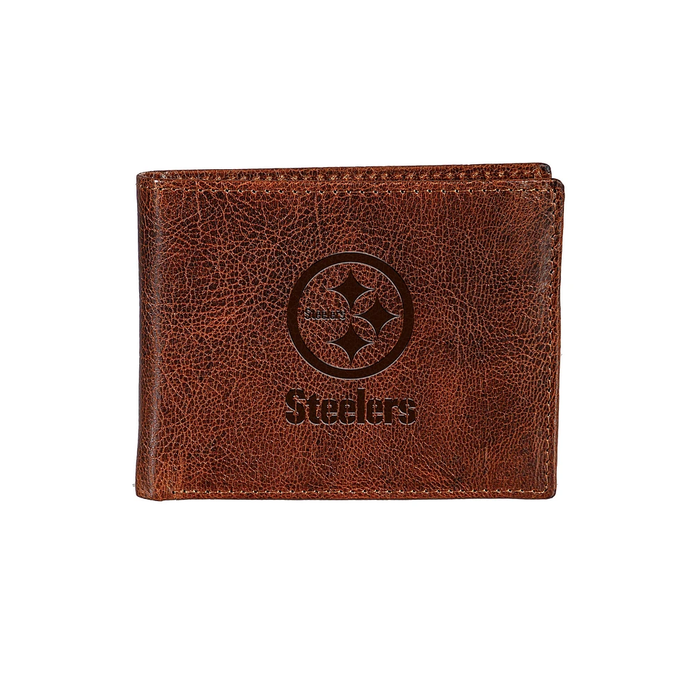 Pittsburgh Steelers Bi-Fold Leather Passcase Wallet