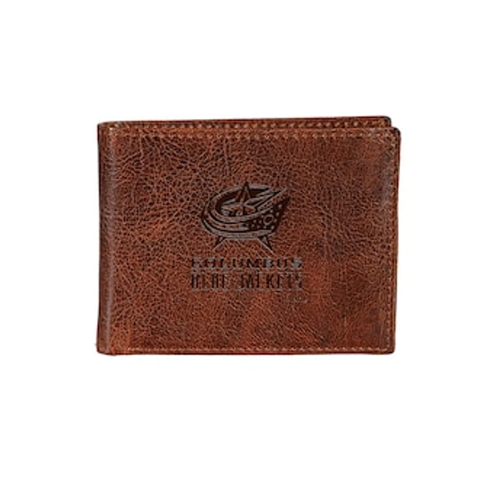 Columbus Blue Jackets Bi-Fold Leather Passcase Wallet