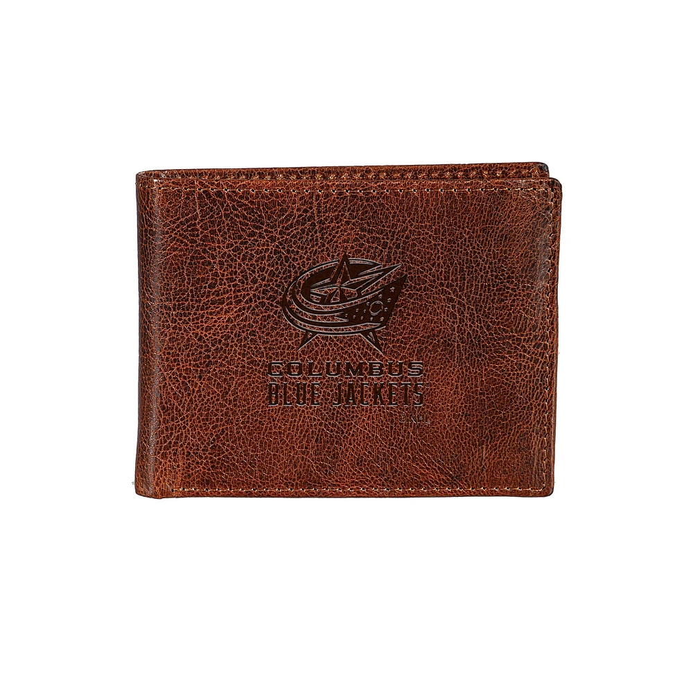 Columbus Blue Jackets Bi-Fold Leather Passcase Wallet