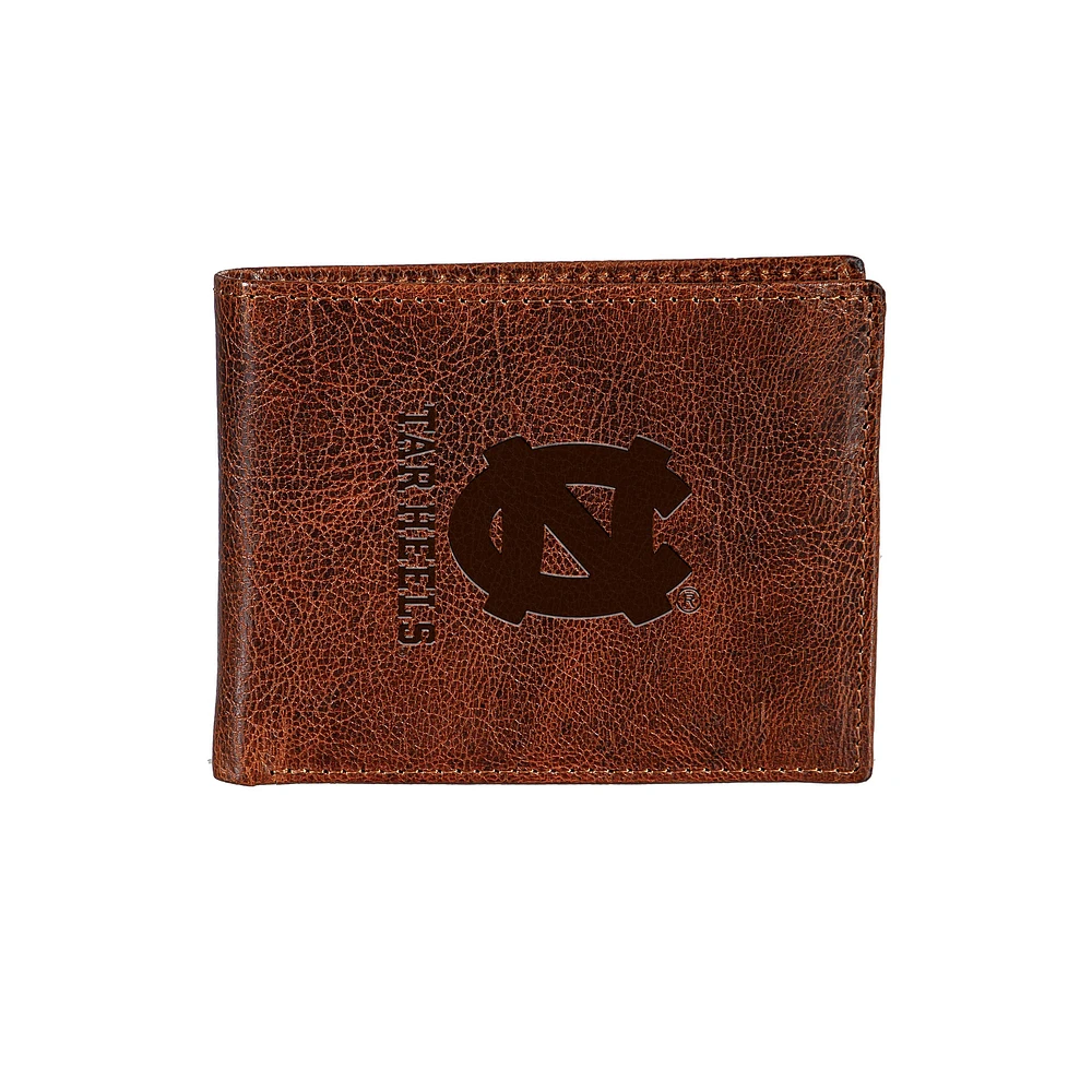 North Carolina Tar Heels Bi-Fold Leather Passcase Wallet