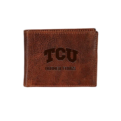TCU Horned Frogs Bi-Fold Leather Passcase Wallet