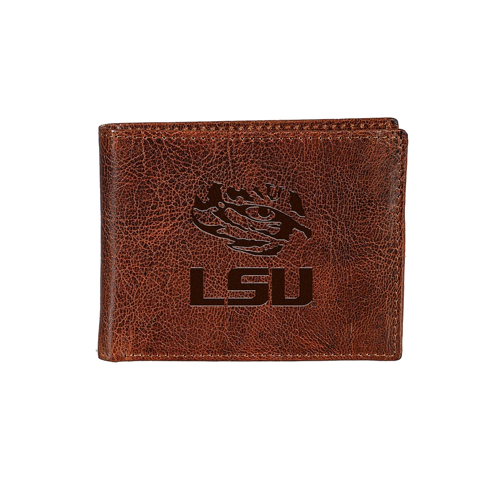 LSU Tigers Bi-Fold Leather Passcase Wallet