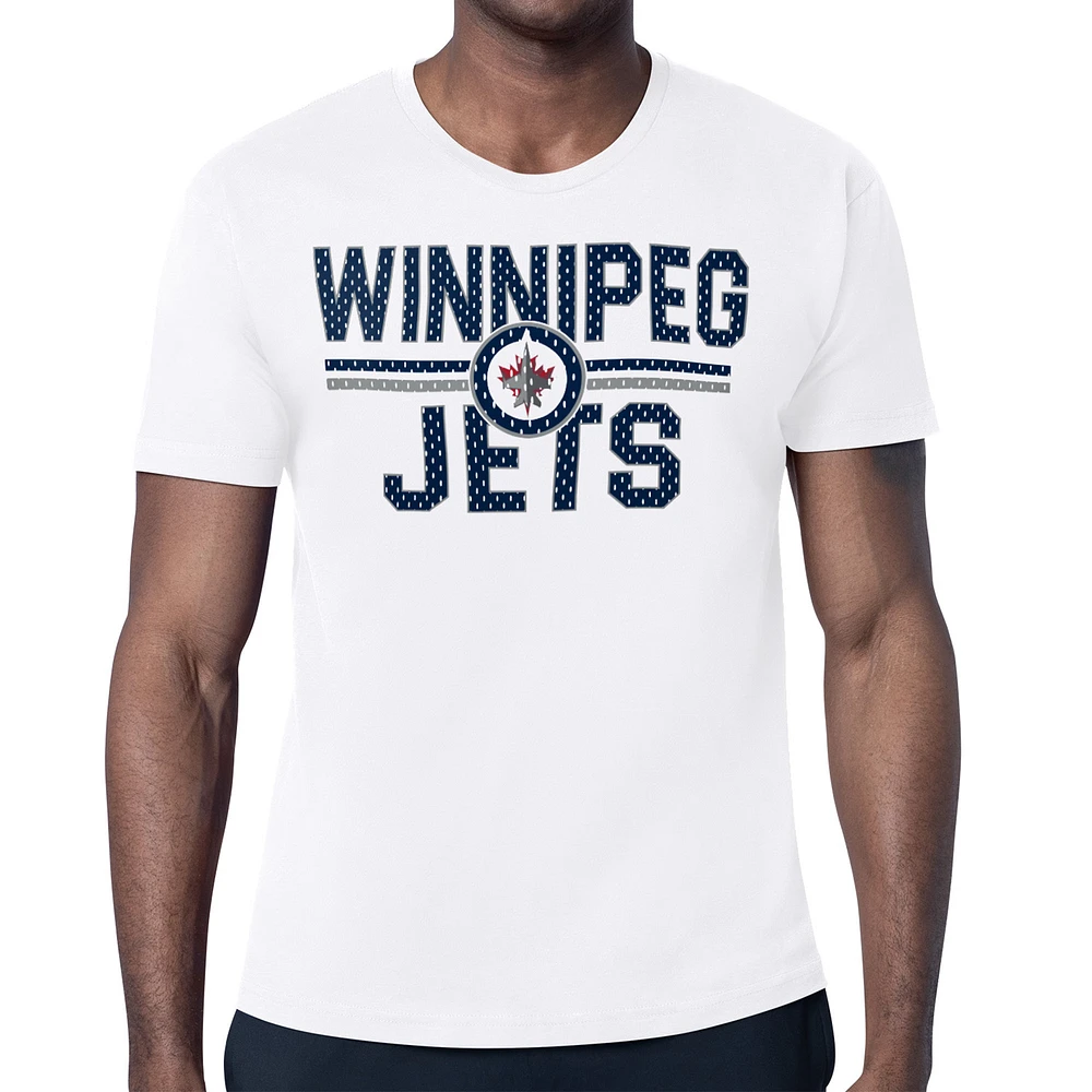Men's Starter White Winnipeg Jets Mesh Look Team Name T-Shirt