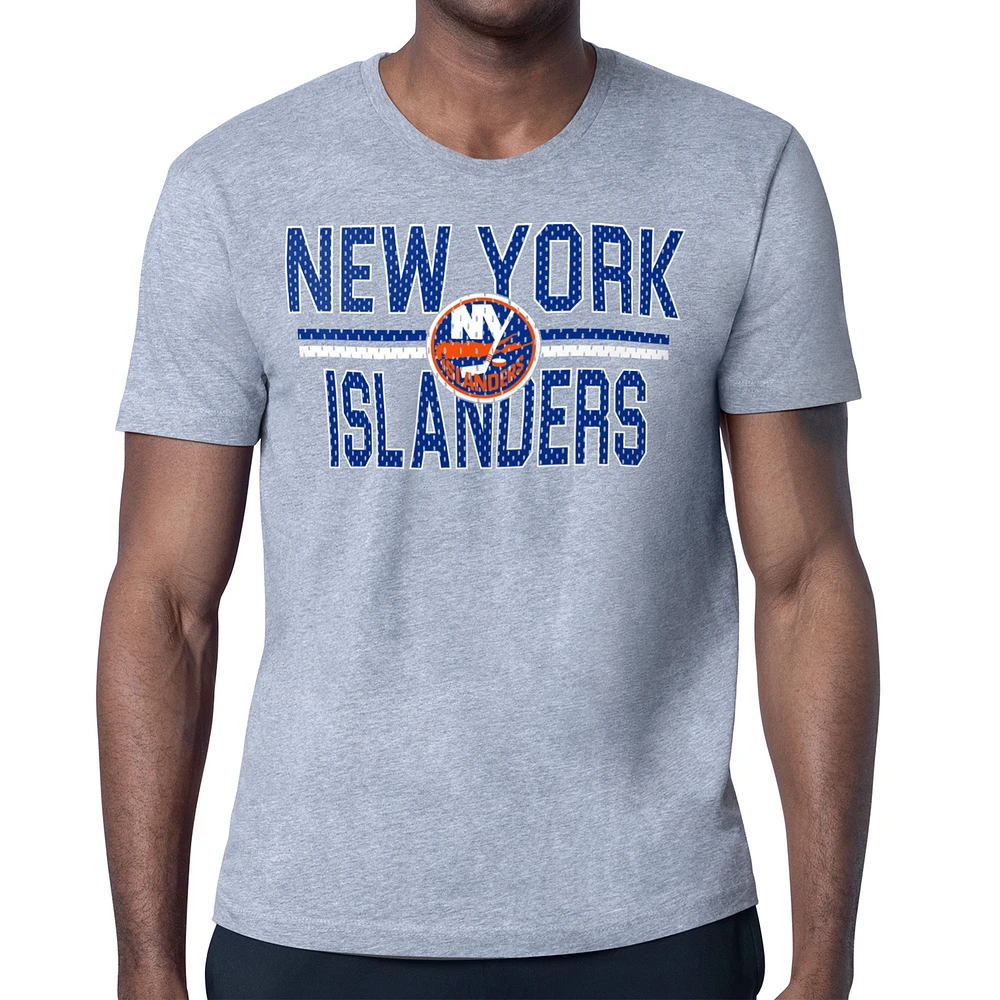 Men's Starter Heather Gray New York Islanders Mesh Look Team Name T-Shirt