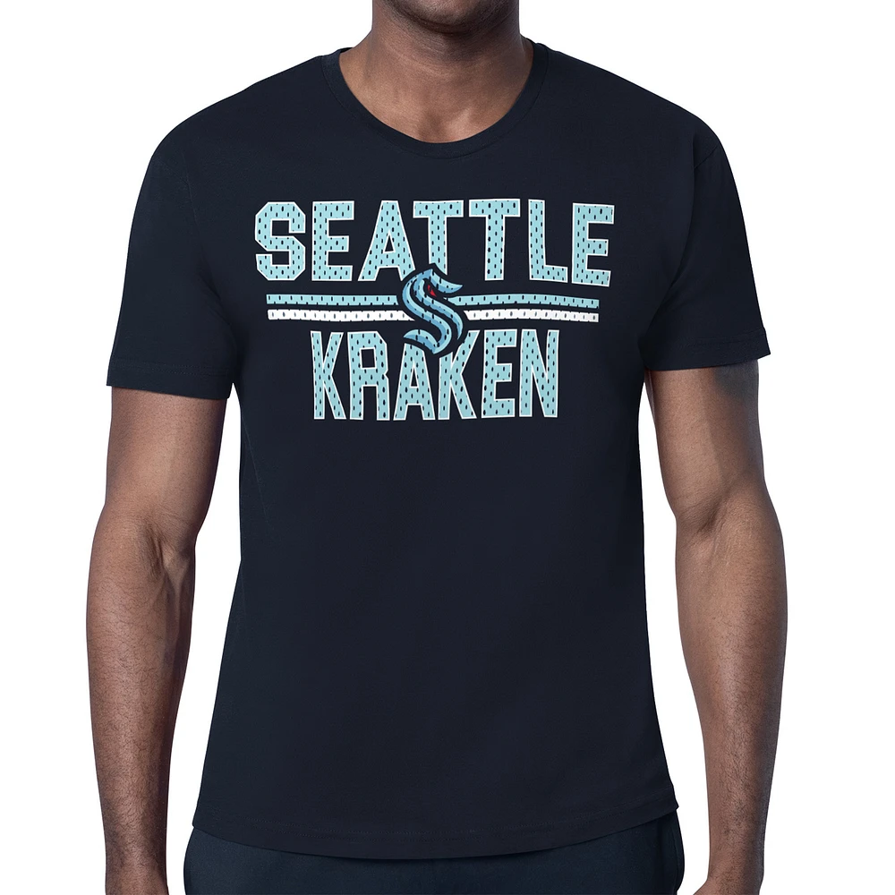 Men's Starter Deep Sea Blue Seattle Kraken Mesh Look Team Name T-Shirt