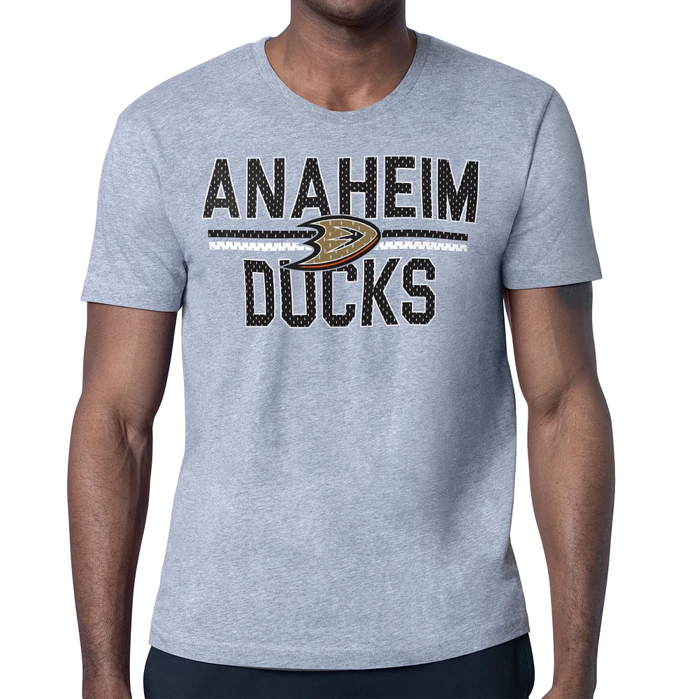 Men's Starter Heather Gray Anaheim Ducks Mesh Look Team Name T-Shirt