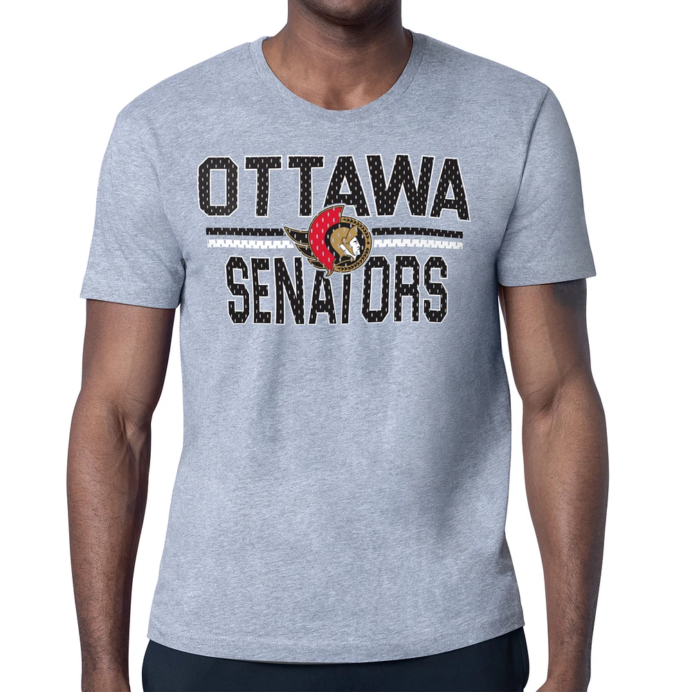 Men's Starter Heather Gray Ottawa Senators Mesh Look Team Name T-Shirt