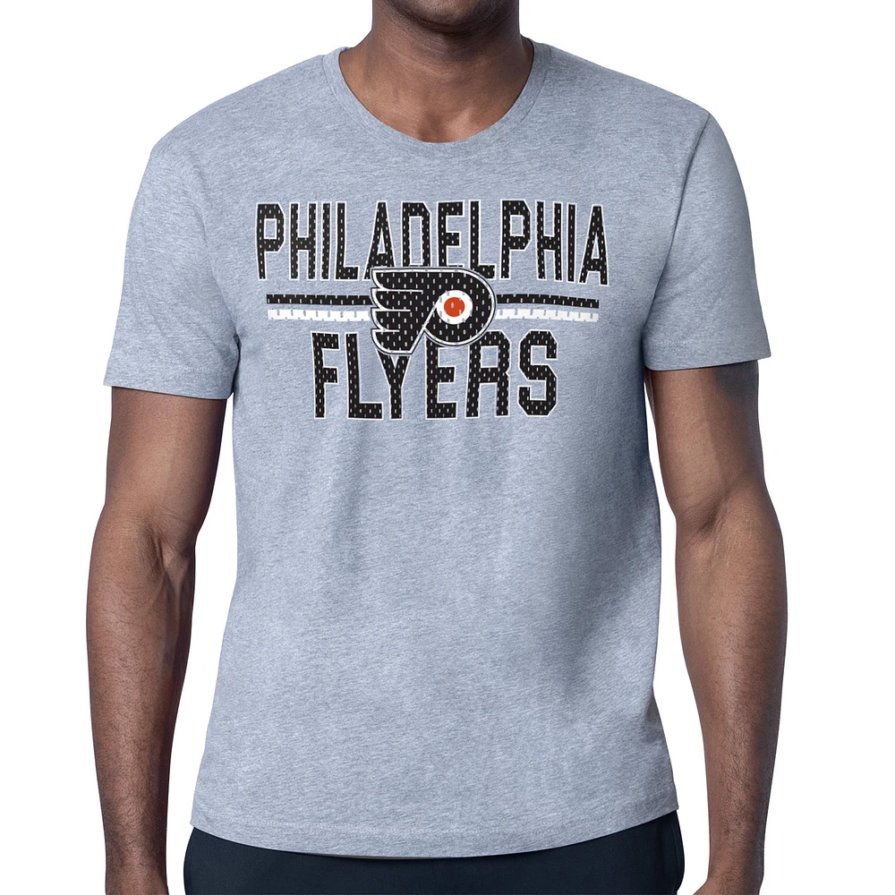 Men's Starter Heather Gray Philadelphia Flyers Mesh Look Team Name T-Shirt