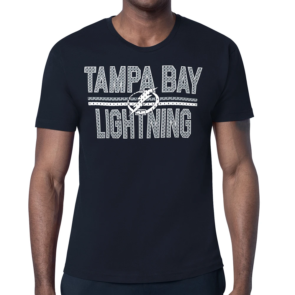 Men's Starter Navy Tampa Bay Lightning Mesh Look Team Name T-Shirt