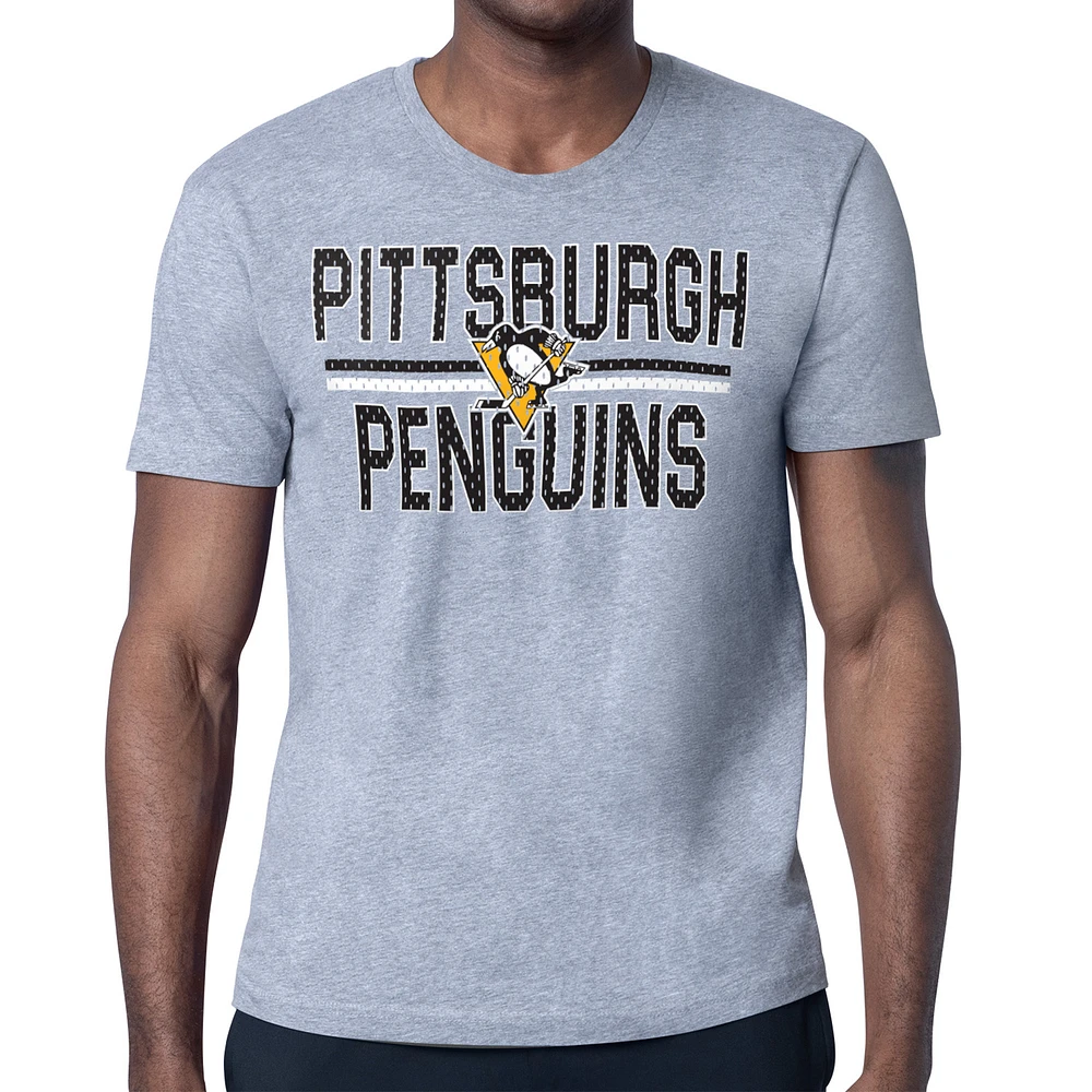 Men's Starter Heather Gray Pittsburgh Penguins Mesh Look Team Name T-Shirt
