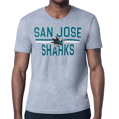 Men's Starter Heather Gray San Jose Sharks Mesh Look Team Name T-Shirt