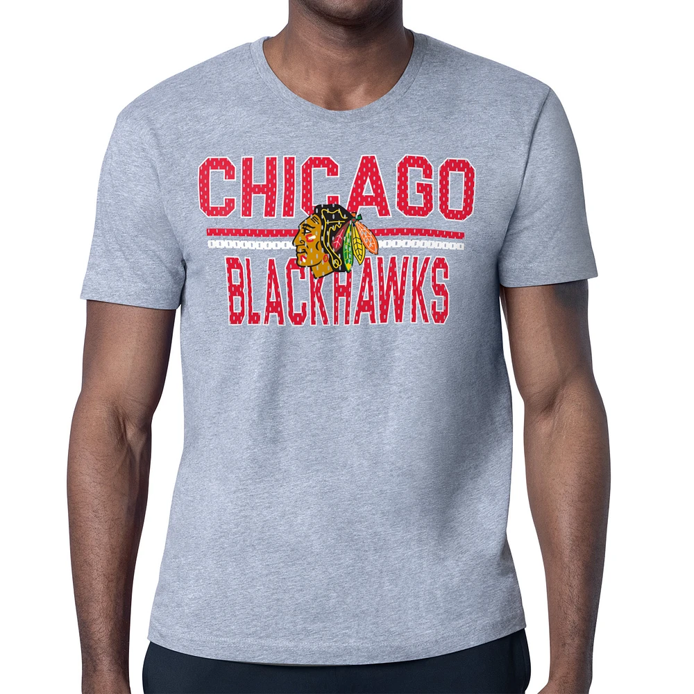 Men's Starter Heather Gray Chicago Blackhawks Mesh Look Team Name T-Shirt