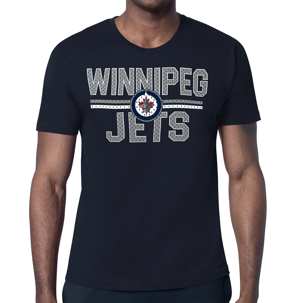 Men's Starter Navy Winnipeg Jets Mesh Look Team Name T-Shirt