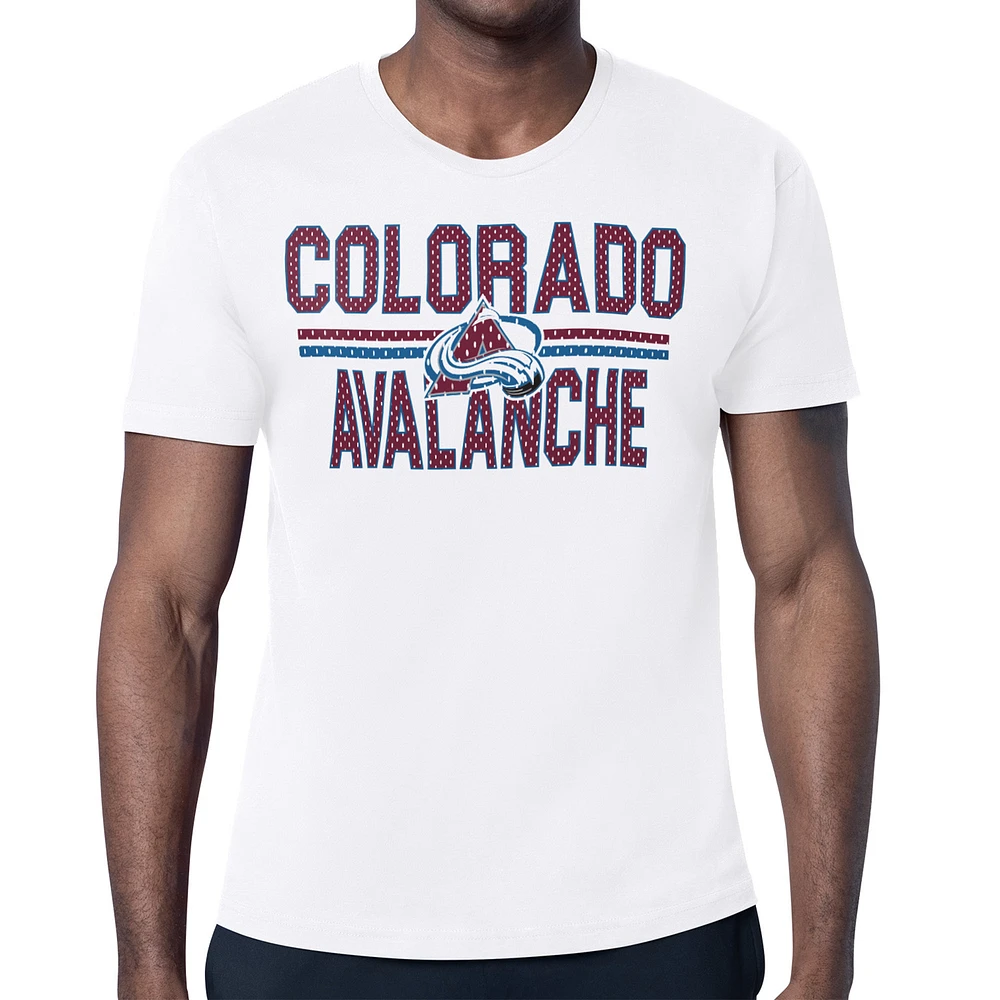 Men's Starter White Colorado Avalanche Mesh Look Team Name T-Shirt