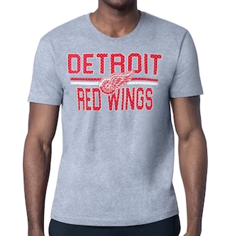 Men's Starter Heather Gray Detroit Red Wings Mesh Look Team Name T-Shirt
