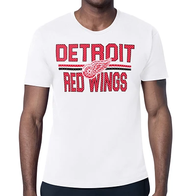 Men's Starter White Detroit Red Wings Mesh Look Team Name T-Shirt