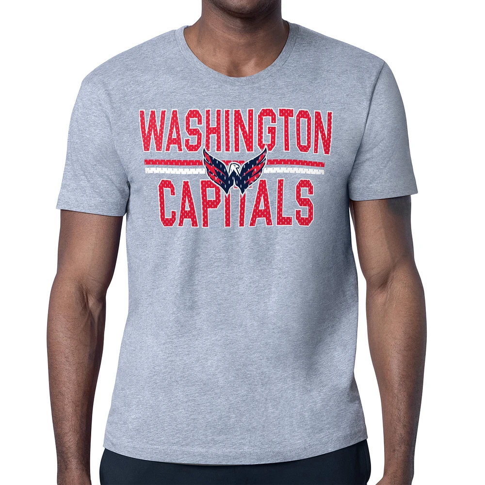 Men's Starter Heather Gray Washington Capitals Mesh Look Team Name T-Shirt